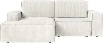 Productafbeelding van FEDVE Eckbank KOKKO MINI met corduroy bekleding en slaapfunctie, wit