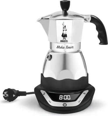 Zdjęcie produktu dla Elektryczna Kawiarka Bialetti Moka Timer, 3 filiżanki, 120 ml, Inox, Programowalna