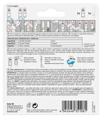 Image de Clous Adhésifs Tesa 1kg Mur Peint Fixation Adhésive Amovible Pour Murs Peints - Tesa