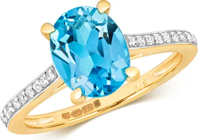 Produktbild von Exklusiver 9 Karat (375) Gold Damen - Diamant Solitärring Brillant-Schliff 0.10 Karat mit Topas, 53 (16.9); TRS14875RSM