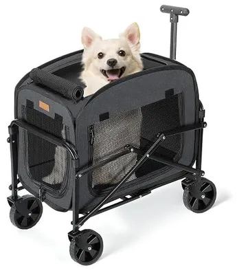 Imagen del producto de Carrito para perros con ruedas todoterreno grandes, 18 kg, color