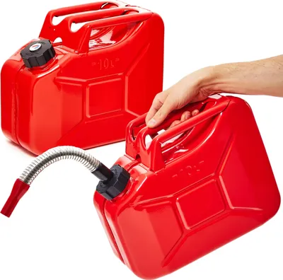 Produktbild von BW® Kraftstoffkanister Metall Benzinkanister 2x 10 Liter mit Schraubverschluss mit Ausgießer - Rot RAL 3000 - UN-Zulassung - Hergestellt in Europa