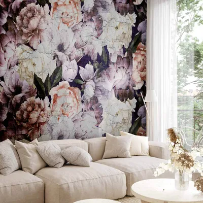 Produktbild von Selbstklebende Folie Fototapete - Plant motif with peonies in a garden - retro style flower background 147x105 cm Blumen b-C-0823-a-a
