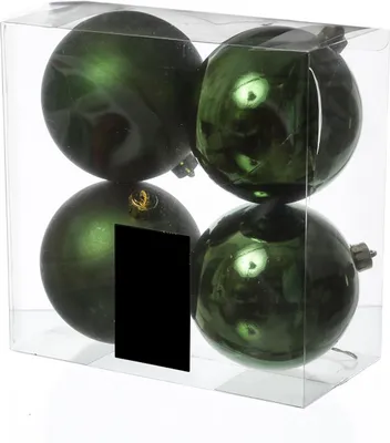 Christbaumkugel - Weihnachtsbaumkugel - bruchfest - D: 10cm - glänzend, matt - grün - 4er Set