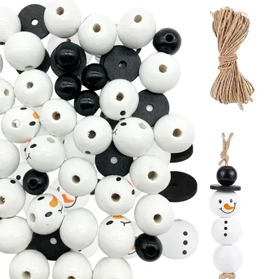 Schneemann-Holzperlen, 50 Stück, 20/14 mm, DIY-Bastelperlen