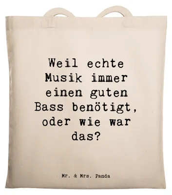 Produktbild von Mr. & Mrs. Panda Tote Bag Spruch Schlagzeug Basswunder - Transparent - Geschenk, Schlagzeuger, Musikinstrumente, Laptoptasche, Schultasche, Präsenz, Shopping Tasche, Band