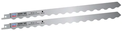Produktbild von WILPU Doppelter Wellenschiff Säbelsägeblatt für Mineralwolle, Schäumen (EPS/PUR), Styrodur, Styropor, Leder, Gummi, Papier, Teppich 300x19x1,27mm - 2 Stück