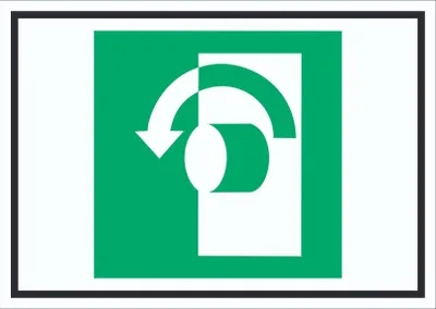 Produktbild von Öffnung durch Linksdrehung Symbol Schild A1 Rückseite selbstklebend