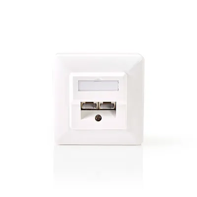 Image de Boîte murale réseau | Encastré | 2 ports | CAT5e | Droit | Femme | Plaqué Or | ABS | Blanc | Boîte