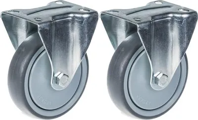 Produktbild von 125 mm (5") Lenkrolle mit grauem Gummireifen, feststehend, belastbar bis 260 kg, 2er-Set