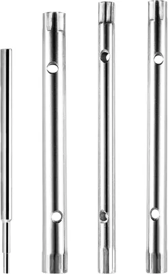 Produktbild von 4-teiliges Rohrsteckschlüsselsatz, Doppelsteckschlüssel für die Installation und Reparatur von Wasserhähnen und Waschbecken (8x9mm, 10x11mm, 12x13mm), inklusive 1 Spindel