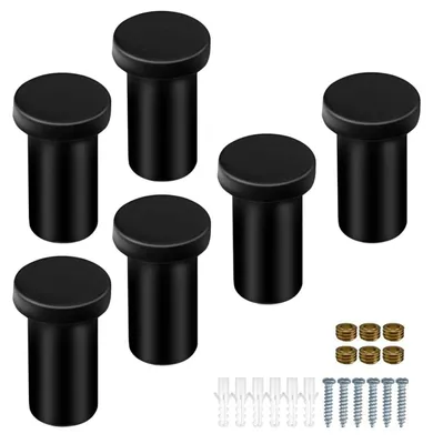 6 Kleiderhaken aus Edelstahl, schwarz, Wandmontage, 15 kg Belastbarkeit