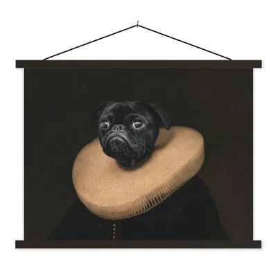 Produktbild von MuchoWow® Textilposter Hund - Gemälde - Tierkopf 40x30 cm mit schwarzem Rahmen - Dekorationen