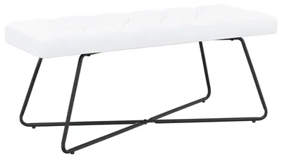 Image de Banc avec capitonnage bouton Blanc 110 x 40 x 46 cm Tissu