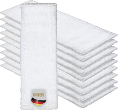 Produktbild von Okaei 12 Stück Wischmopp Bezug (40 cm) - Wischbezug aus 100% Microfaser - Wischer Weiß