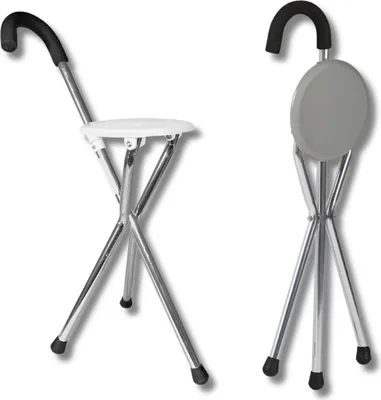 Produktbild von Gehstock mit Sitzfläche / leichter Sitzstock aus Aluminium bis 136 kg belastbar