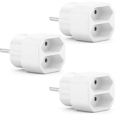 Produktbild von deleyCON 3 Stück Mehrfachstecker Mehrfachsteckdose Indoor Eurokabel Stromkabel Steckdosenadapter Stromadapter Euro Adapter Stecker Multi-Steckdose 2x Euro-Buchse 2,5A Innenbereich max. 1100W Weiß