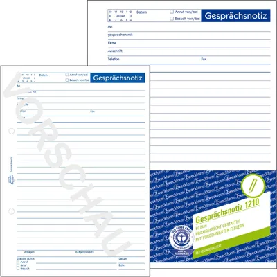 Produktbild von Avery Zweckform 1210, Gesprächsnotiz, A5, Recycling-Papier, 50 Blatt