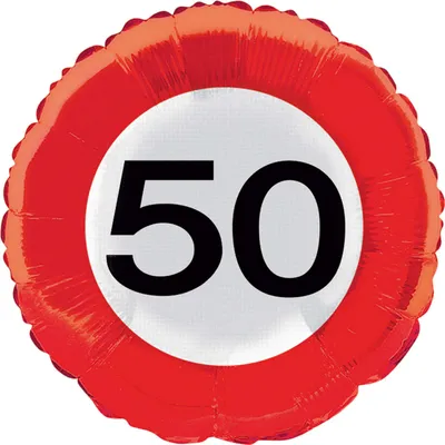 Produktbild von Folienballon Verkehrsschild Zahl 50, ø45cm