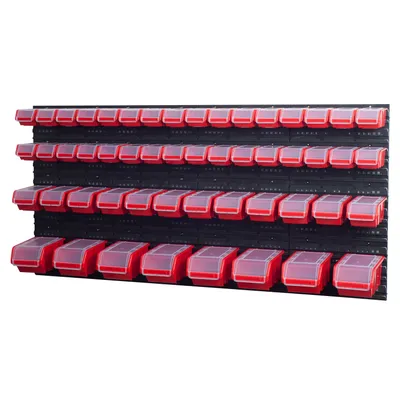 Produktbild von Stapelboxen Wandregal Sichtlagerkästen 8 x Wandregal Lagersystem 52 Boxen rot