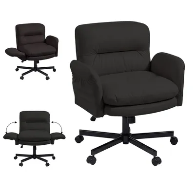Produktbild von Bestier Schreibtischstuhl,gepolsterter Sitz, höhenverstellbar,verstellbare Armlehnen,Drehstuhl mit Rollen,für Homeoffice,Kommode, Schminktisch,Schwarz
