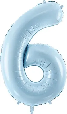 Zdjęcie produktu dla Balon foliowy "6", 72 cm, jasnoniebieski