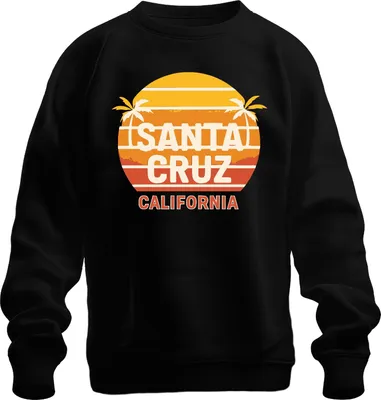 Produktbild von Santa Cruz Kalifornien Sonnenuntergang Palmen Surfen Retro Sweatshirt Pullover, Schwarz, 3XL