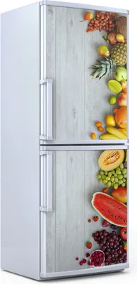Produktbild von Kühlschrankdekoration 70x180 cm Aufkleber auf dem Kühlschrank - Früchte auf Holz