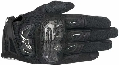 A black motorcycle glove shown from the top.