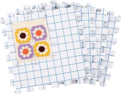 Image de Lot de 4 tapis de serrage avec aiguilles en T pour le tricot crochet, tapis de blocage 28cm carré