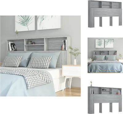 Productafbeelding van vidaXL Hoofdeinde met opbergruimte, grijs Sonoma, 160x19x103,5 cm - Hoofdeinde en voeteneinde