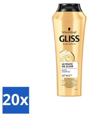 Productafbeelding van 20 x Gliss Kur Ultimate Oil Elixir Shampoo - 250 ml - Voordeelverpakking - 20 stuks