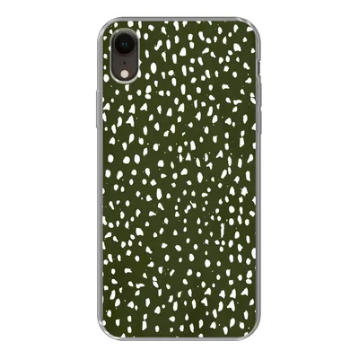 Produktbild von MuchoWow® Handyhülle Schutzhülle Hülle für iPhone XR Polka dots - Weiß - Schwarz Silikon Softcase Handy Hülle - Schutzdeckel