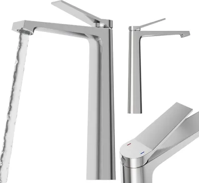 Immagine prodotto di Miscelatore per lavabo argento alto bagno ottone cromato rubinetto Selva