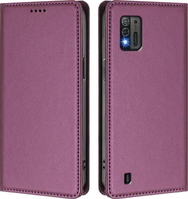 Image de Etui en cuir pour ZTE Blade A52 Lite, étui magnétique en cuirPolyuréthaneavec support Violet