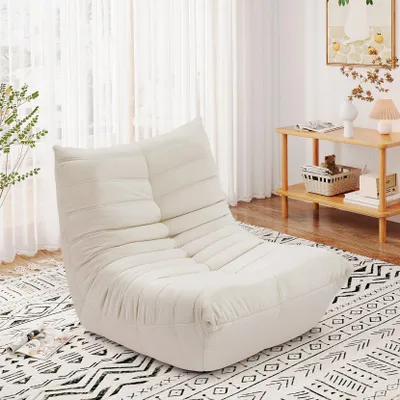 Immagine prodotto di Poltrona da pavimento - Pouf - Sedia lounge - Poltrona da terra - Colore beige - Design ergonomico - Imbottitura in spugna morbida