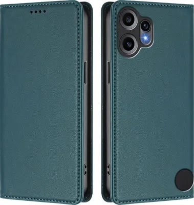 Produktbild von Handyhülle für Nothing CMF Phone 2 Pro, Kunstleder Klapphülle Stoßfeste Magnetische Hülle mit Ständer Grün