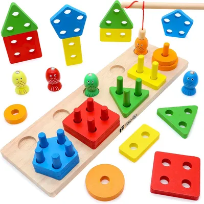 Immagine prodotto di Giochi Montessori a partire da 1 anno - Gioco magnetico a tema pesce - Giocattoli adatti dai 1 ai 4 anni - Giocattoli in legno - Adatti a bambine e bambini - Giochi per lo sviluppo della motricità