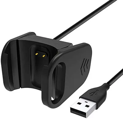 Produktbild von Case2go - Ladegerät geeignet für Fitbit Charge 3 - USB-Kabel - 1 Meter - TPE - Schwarz