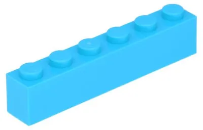 Produktbild von 5x LEGO Stein 1 x 6 (3009) - Azurblau