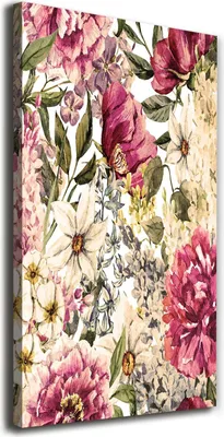 Produktbild von Tulup Leinwandbild® - 70x140cm - Wandkunst - Drucke auf Leinwand - Leinwanddruck - Wohnzimmer Wanddekoration XXL - Wohnung Deko Kunstdrucke - Blumen & Pflanzen - Rosa - Blumenmuster