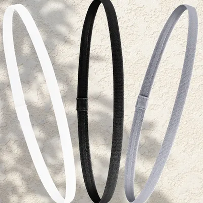 Produktbild von 3 Stück Sport Stirnband Dünn, Antirutsch Elastische Stirnbänder Haarbänder Fußball-Haarbänder Rutschfeste Stirnbänder für Damen und Herren