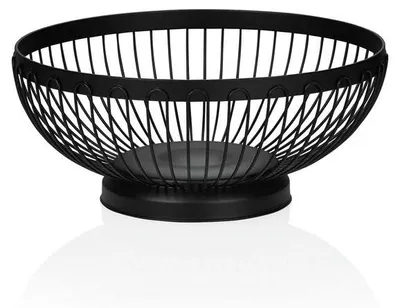 Produktbild von Tischkorb auf Fuß, Ø 21 cm, Höhe 9 cm, schwarz pulverbeschichtet, Chromnickelstahl