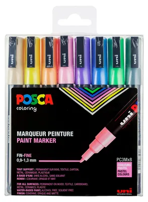 Image de POSCA Marqueur à pigments POSCA PC-3M boîte de 8 pastels
