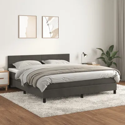 Produktbild von Maison Exclusive - Boxspringbett mit Matratze Dunkelgrau 180x200 cm Samt