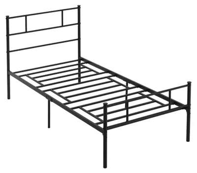 Immagine prodotto di Struttura Letto Singolo 90x200 cm in Acciaio con Doghe Integrate Nero