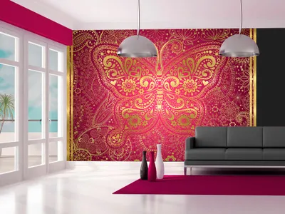 Produktbild von Vlies Fototapete 350x256 cm Tapeten Wandtapete XXL Schmetterling Orient p-A-0004-a-d
