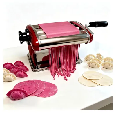 Produktbild von Manuelle Nudelmaschine Edelstahl mit Handkurbel, 6 Einstellbare Dickenstufen 2mm/4mm Doppelschneider für hausgemachte Pasta Spaghetti Küchenpresse mit Tischklemme Kompakt Rostfrei
