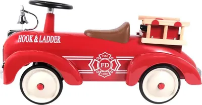 Produktbild von Bandits & Angels Metall Rutschauto Oldtimer Feuerwehrauto ab 1 Jahr für Jungen und Mädchen – Laufauto für Kinder Rotes Feuerwehrauto – für drinnen und draußen