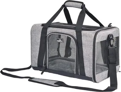 Produktbild von Famanu Transportbox für Haustiere - Tragetasche mit Belüftung - 43 x 40 x 30 cm - Grau